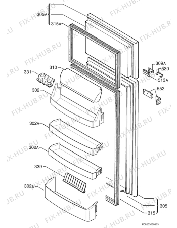 Взрыв-схема холодильника Electrolux ERN27601 - Схема узла Door 003